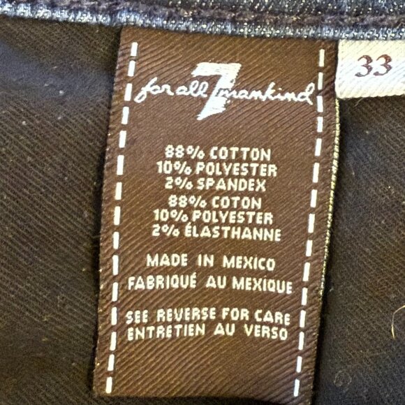 7 For All Mankind Slimmy Jeans Mens 33 Dark Blue Wash - Picture 7 of 8